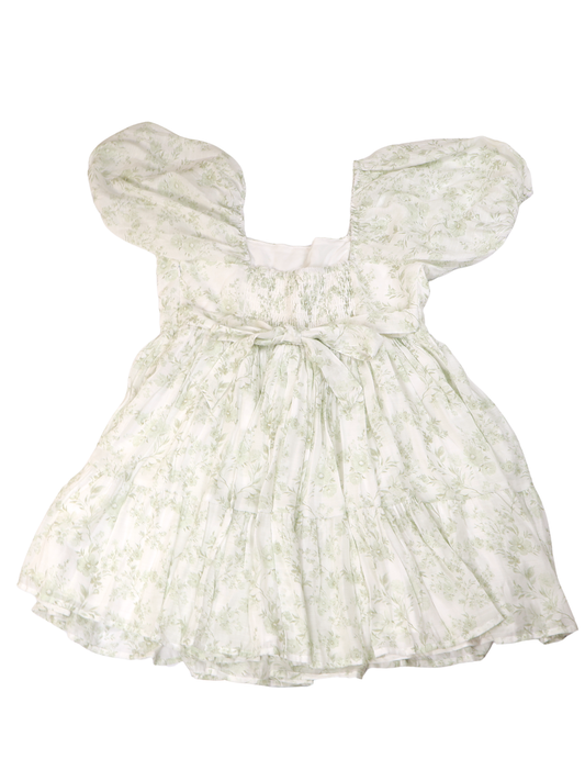 Alter’d State Floral Puff Sleeve Tiered Dress 2XL White Green Cottagecore Romantic