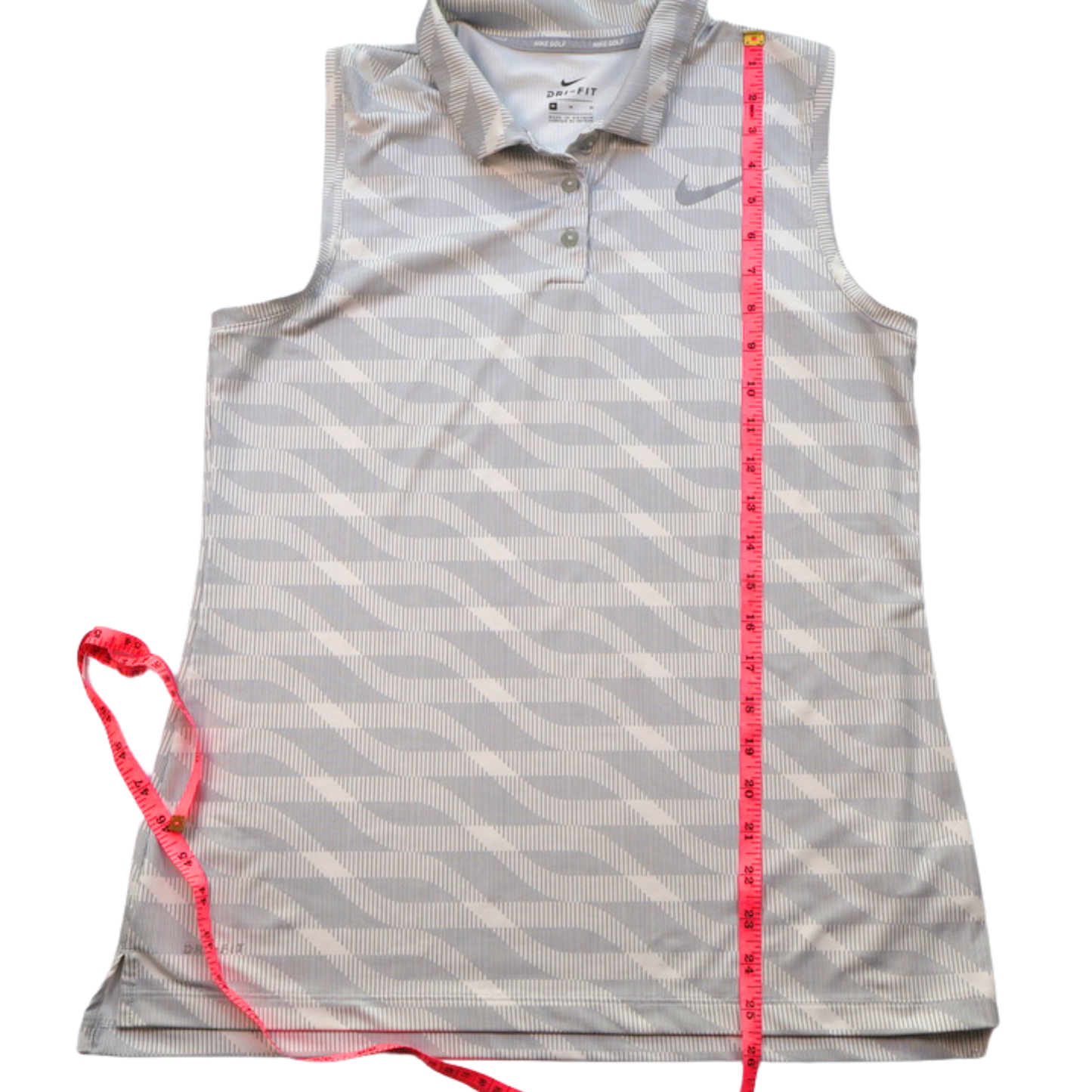 Nike Dri-FIT Sleeveless Polo Tank Light Grey White Athletic Top Size Medium