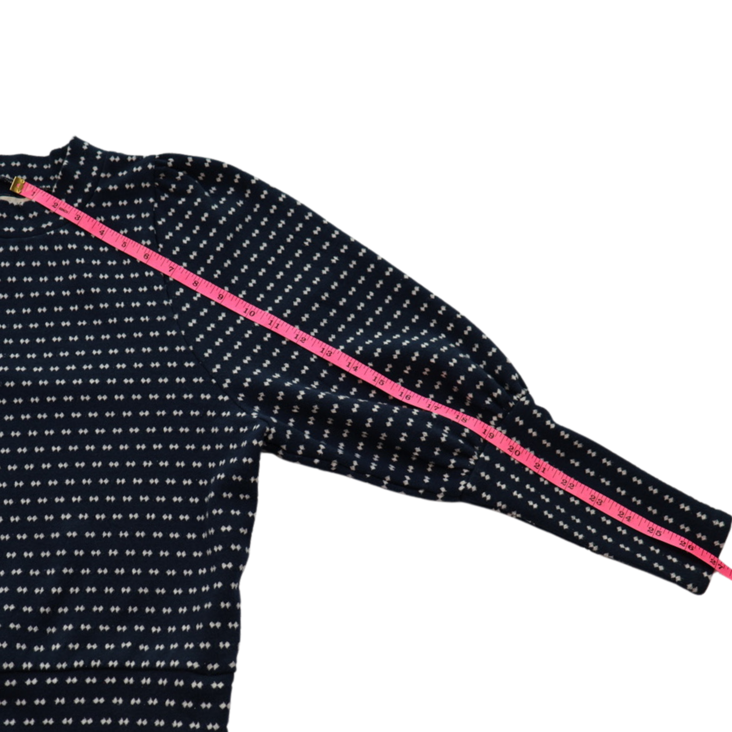 Madewell Textured Balloon Sleeve Knit Top XS | Navy Patterned Statement Sweater