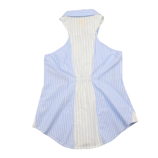 Maeve Striped Button Front Blouse Size 2 | Blue White Statement Top