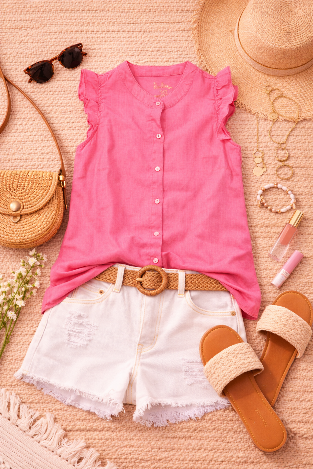 Lilly Pulitzer Linen Button Front Tank – Bright Pink | Size XXS