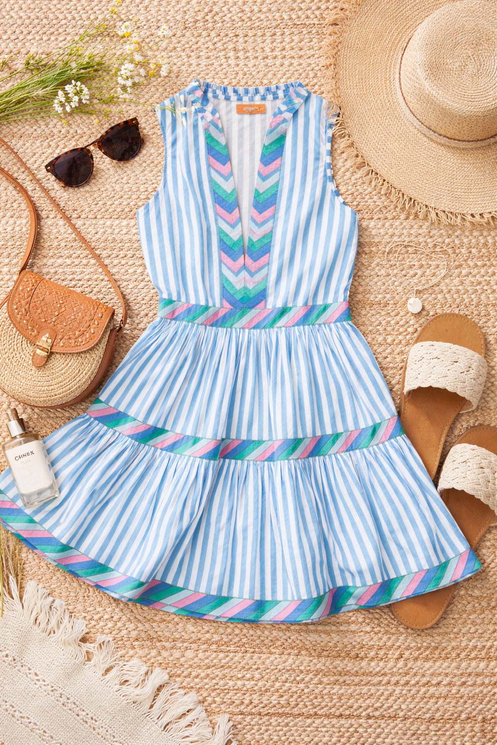Oliphant Cotton Tiered Stripe Dress – XS | Statement Summer Piece