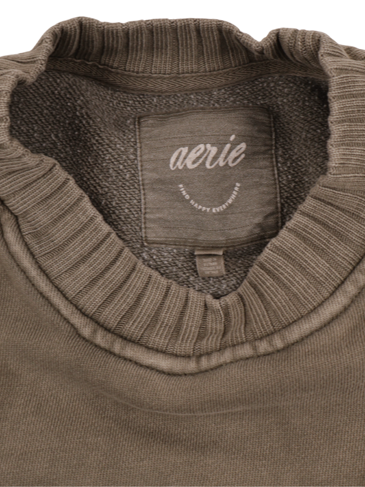 Aerie Washed Olive Oversized Sweatshirt Ribbed Pullover XS