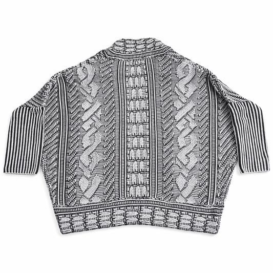 Larry Levine Black & White Open Knit Cardigan – Size Large
