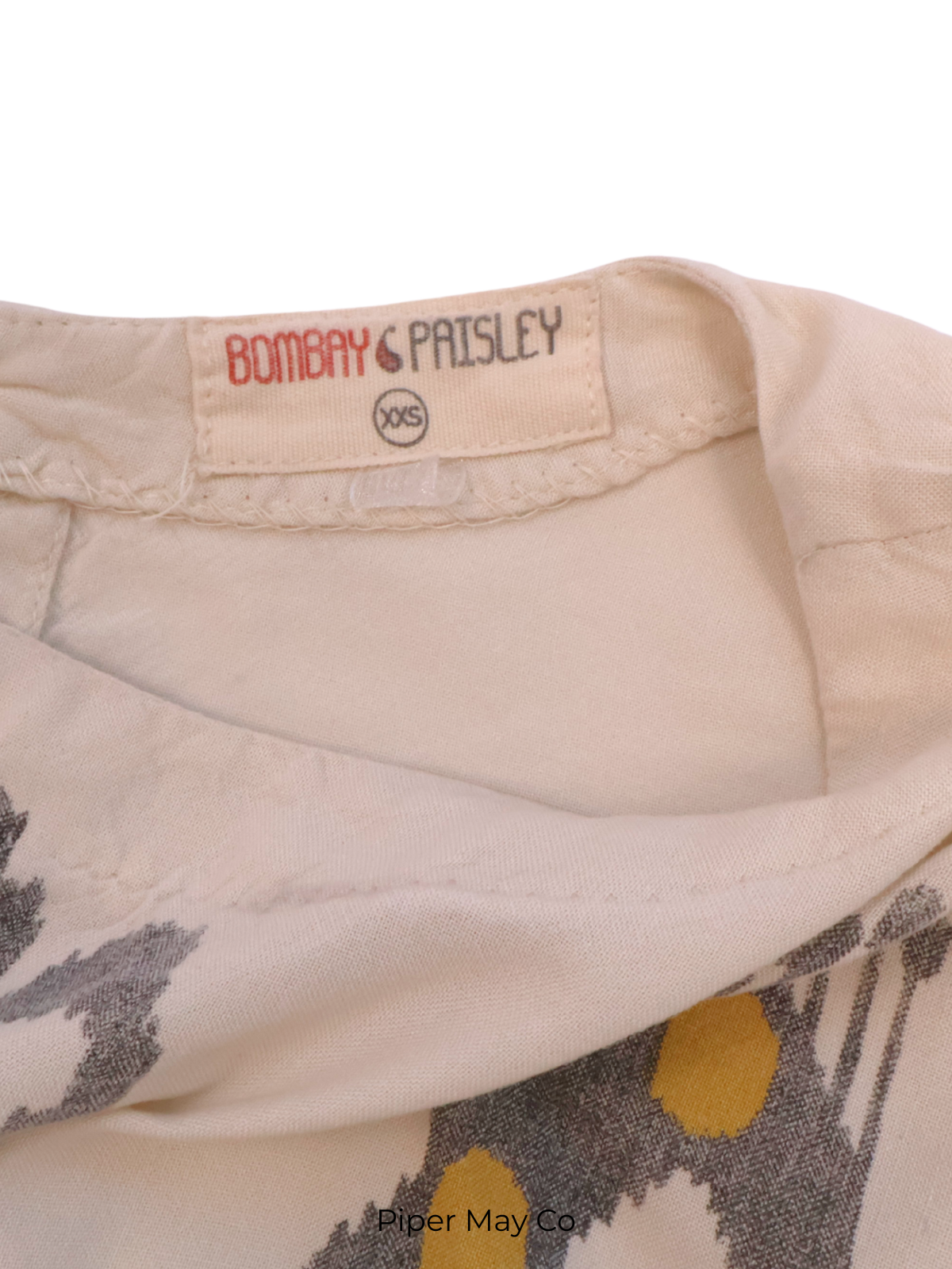Bombay Paisley Printed Statement Blouse – Soft Neutral | Size XXS