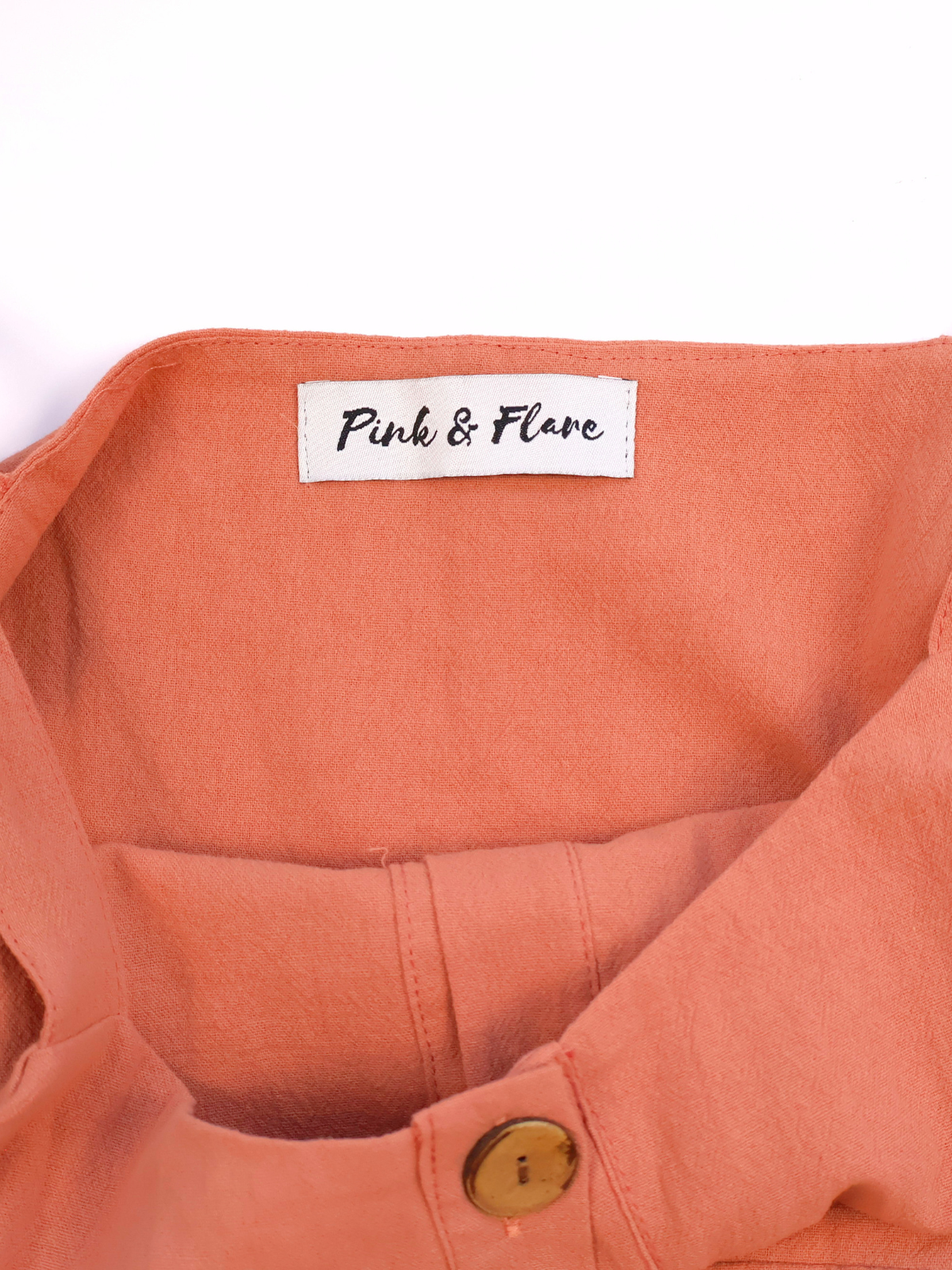 Pink Flare Burnt Orange Tie-Waist Romper – Effortless Summer Staple (Size Medium)