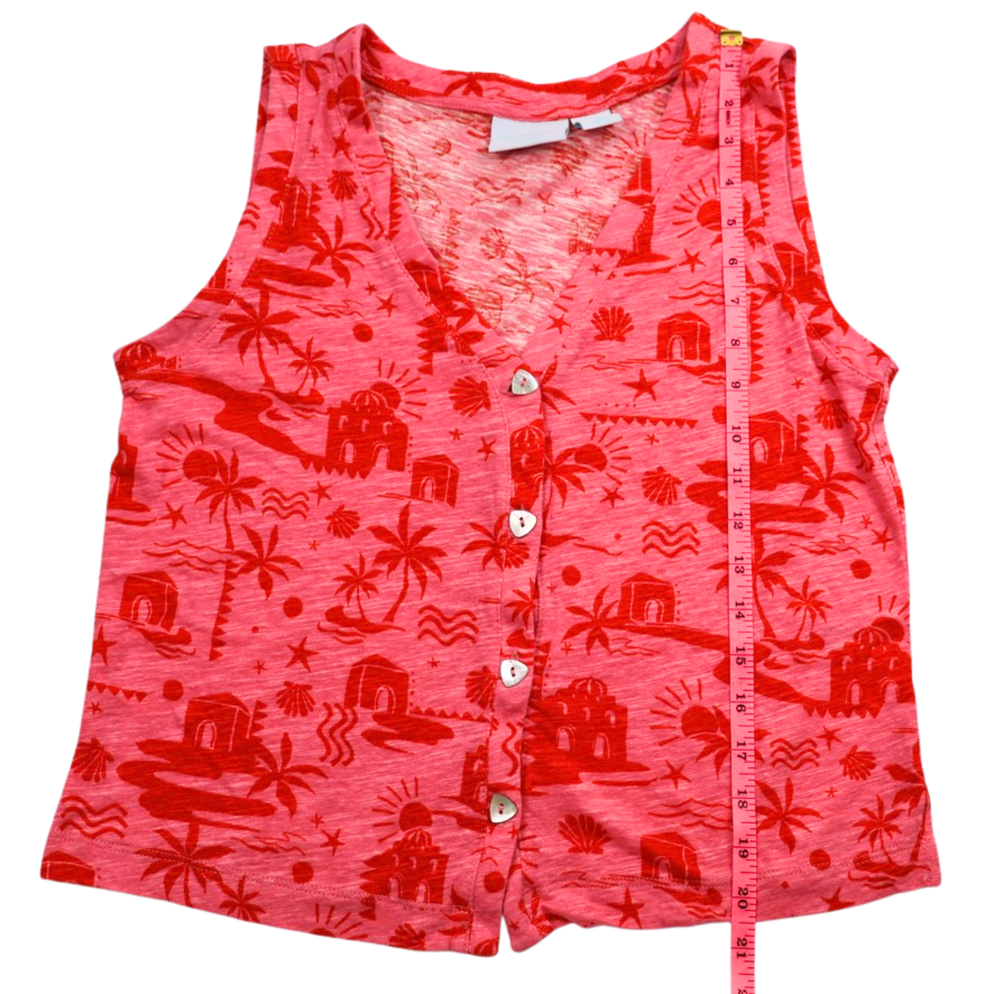 Cynthia Rowley Pink & Red Tropical Print Tank Top Size Medium
