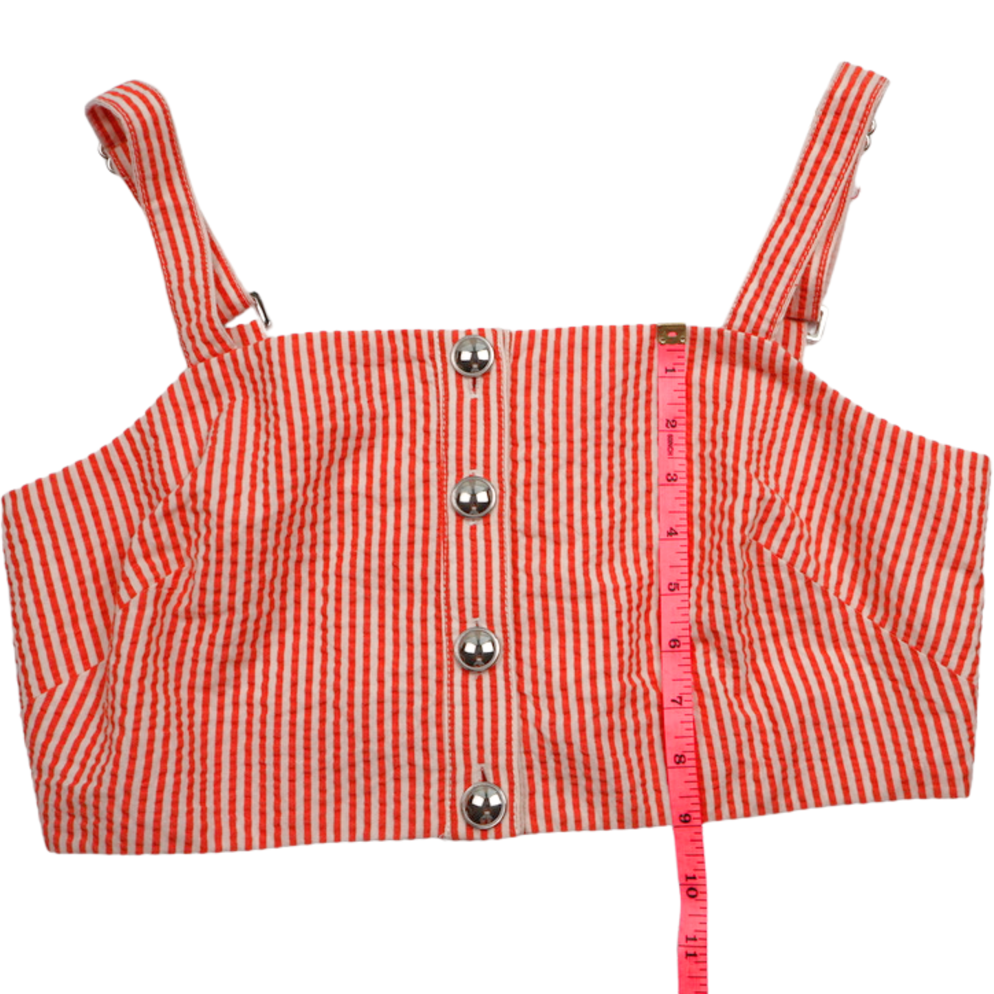 Maeve by Anthropologie Striped Crop Top NWT Size 8 | Red Button Front Statement Top