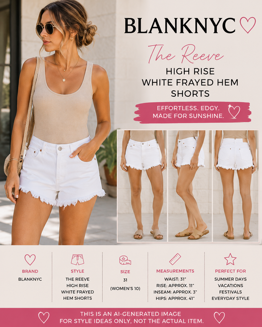 BLANKNYC The Reeve High Rise White Frayed Hem Shorts Size 31 Size 10