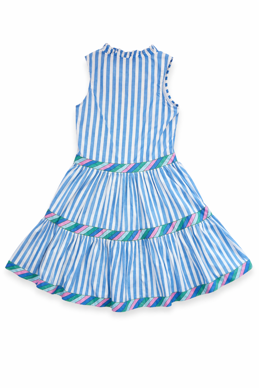 Oliphant Cotton Tiered Stripe Dress – XS | Statement Summer Piece