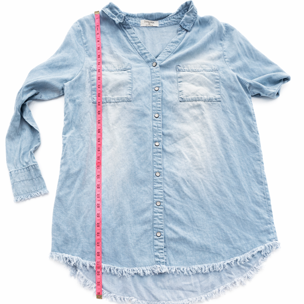 Zenana Soft Denim High-Low Shirt Dress – Size XL