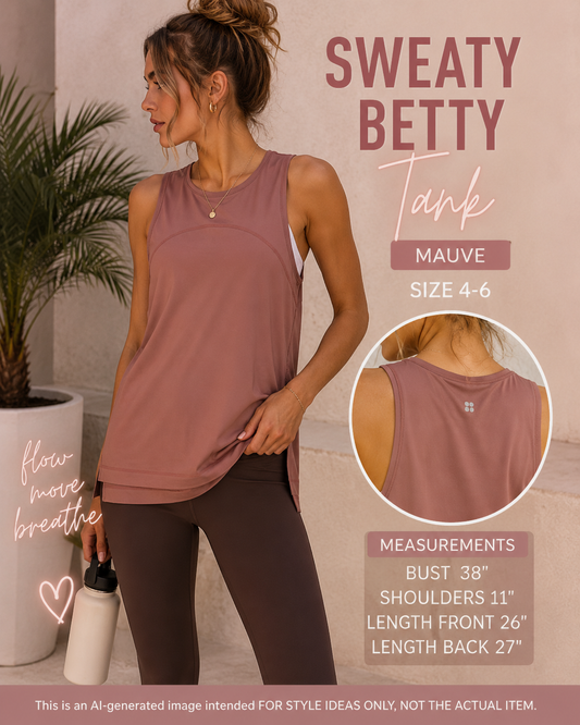 Sweaty Betty Mauve Mesh Panel Performance Tank Top Size Small 4-6 Activewear
