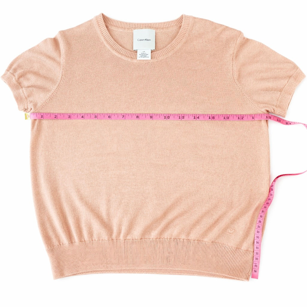 Calvin Klein Peach Short Sleeve Knit Top – Size Large