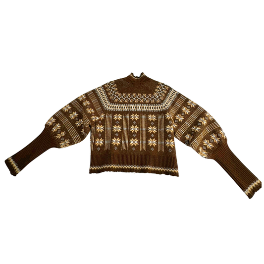 House of Harlow Brown Nordic Zip Sweater – Size Large