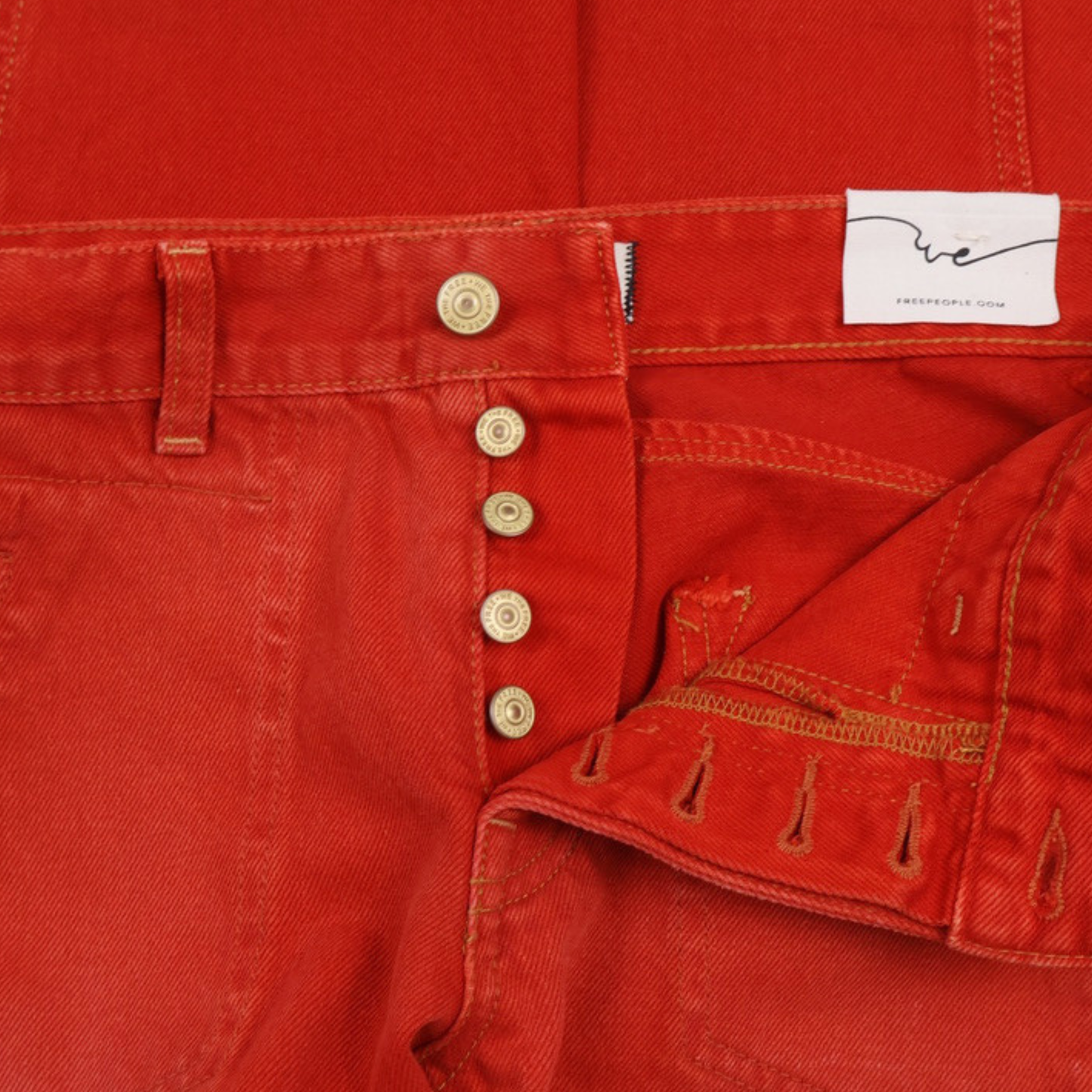 WE THE FREE Carnivale Low Rise Bootcut Jeans | Red Statement Denim | Size 28 | NWT