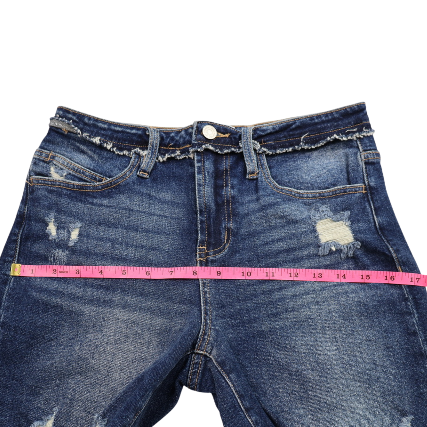 KanCan Distressed Denim Shorts – Size 7/27 – High Rise Raw Hem Cutoffs