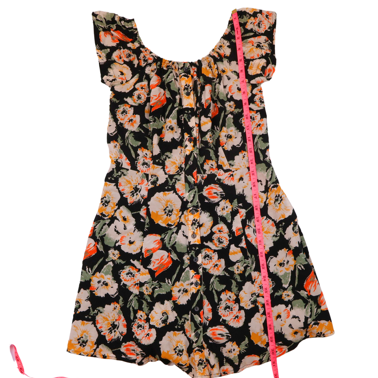 Free People Floral Button Front Dress – Black Multi | Size 4