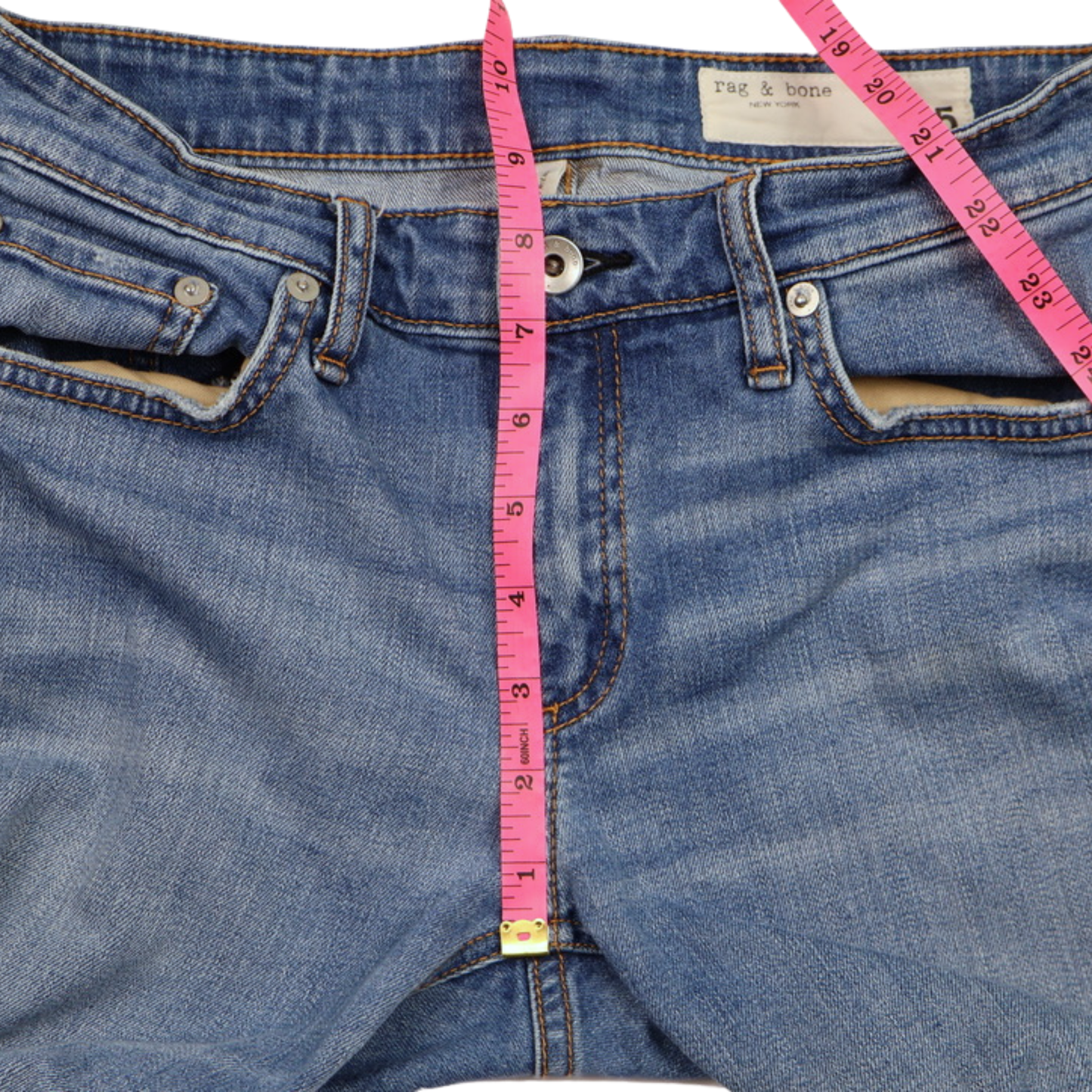 Rag & Bone Distressed Skinny Jeans – Size 25 – Medium Wash Raw Hem Denim