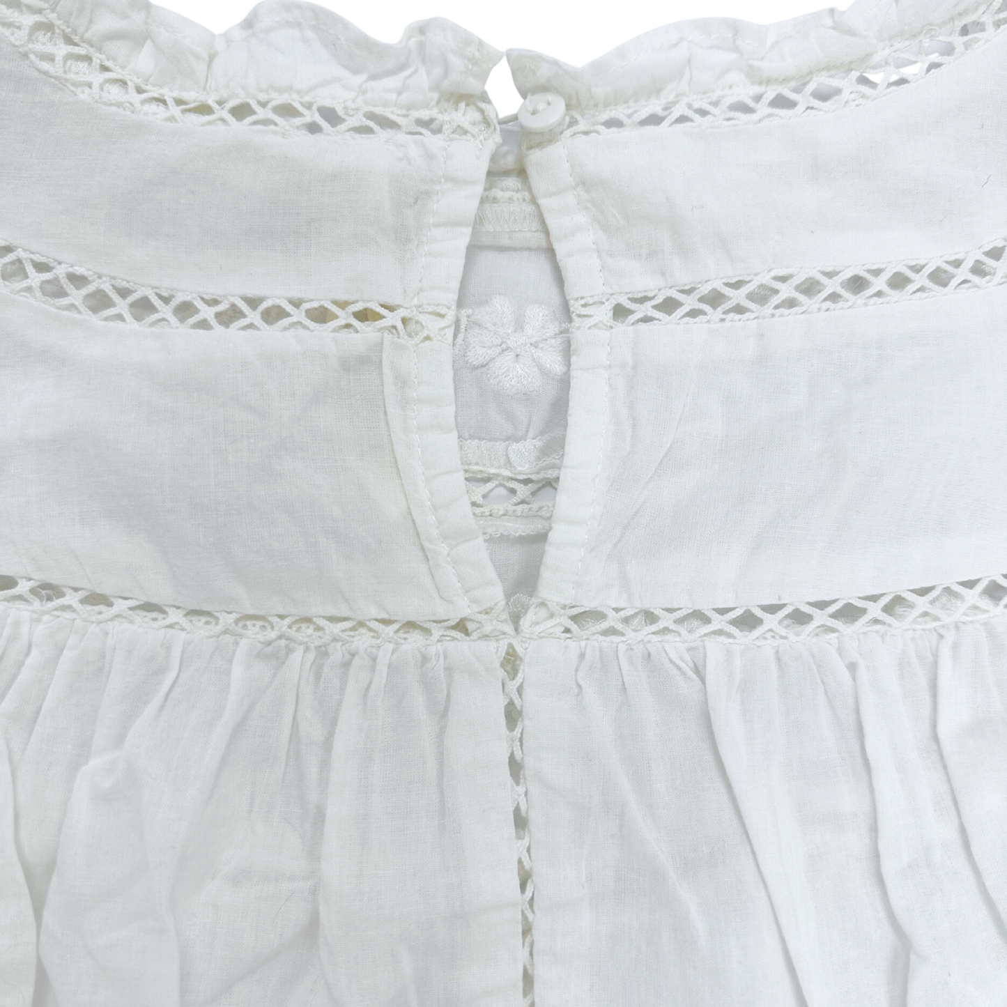 Anthropologie Lace & Embroidered Blouse – White – Size Small