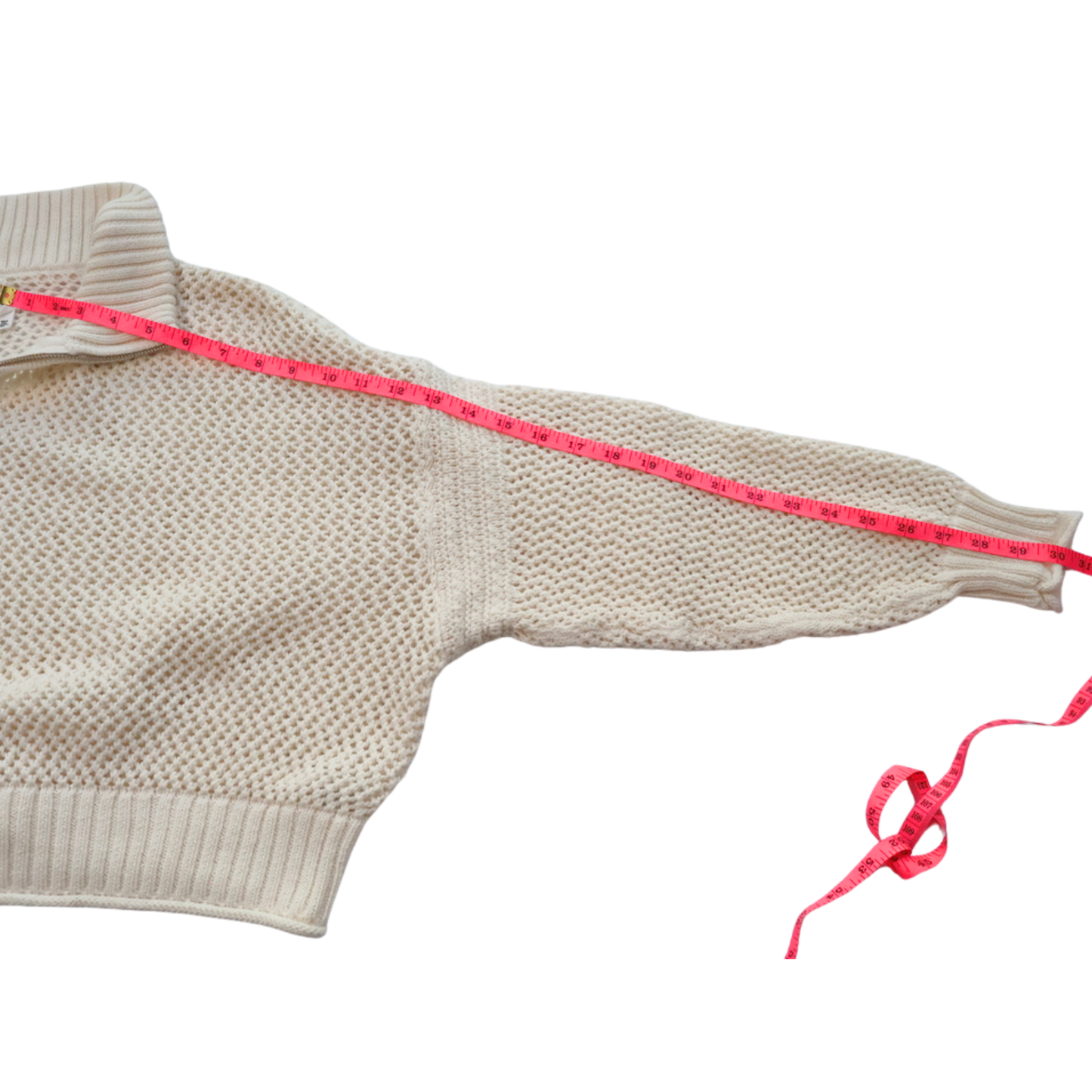 Aerie Cream Open Knit Sweater | Breathable Cotton Pullover | Relaxed Cropped Fit | Size M
