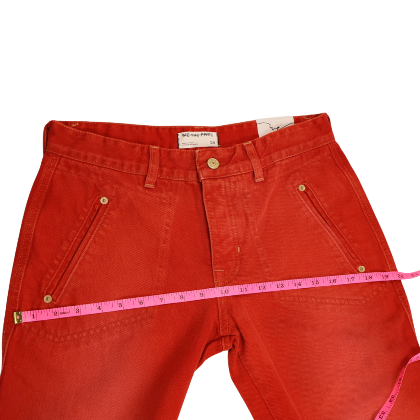 WE THE FREE Carnivale Low Rise Bootcut Jeans | Red Statement Denim | Size 28 | NWT
