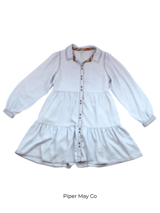Matilda Jane Soft Denim Tiered Dress | Size Small | Effortless Feminine Classic