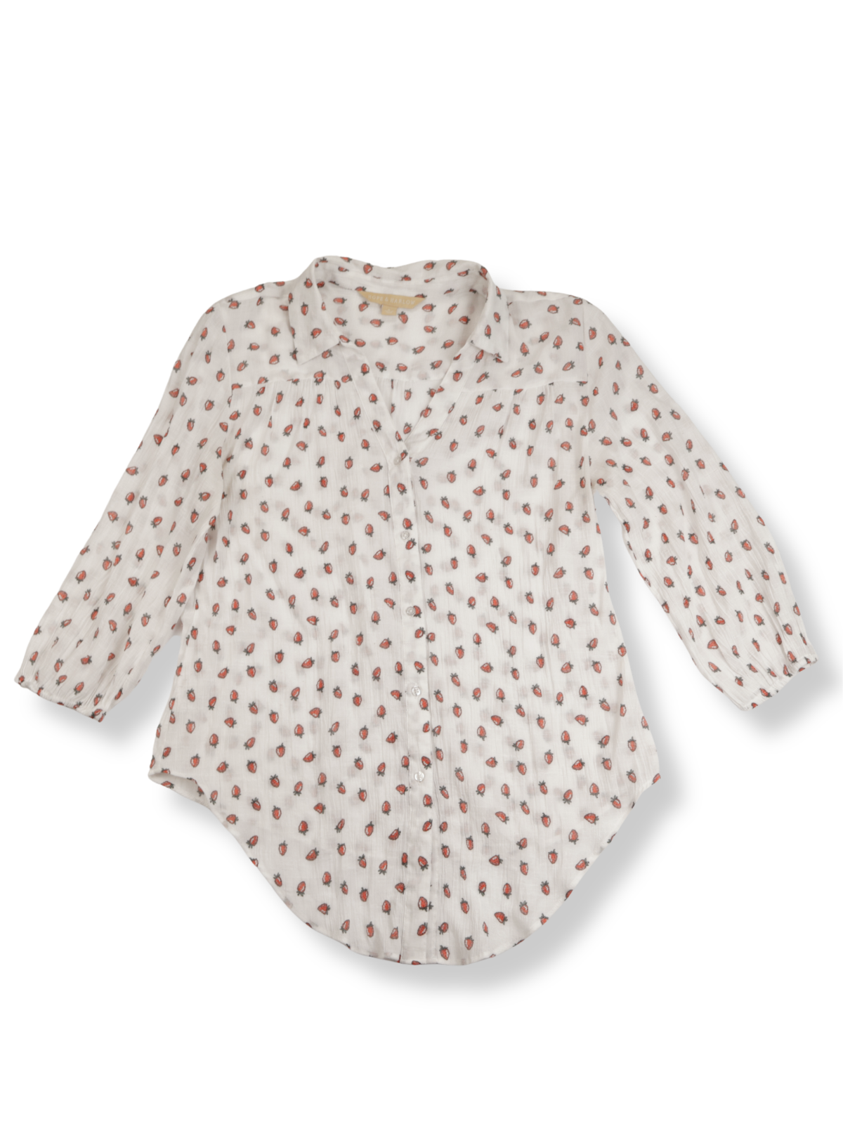 Hope & Harlow Printed Button Front Blouse Size L | Lightweight Everyday Top