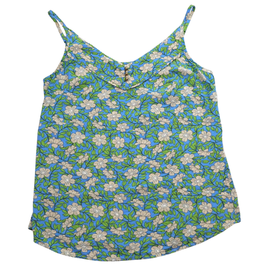 Cabi Floral Camisole Blouse Blue Green Print Size Medium