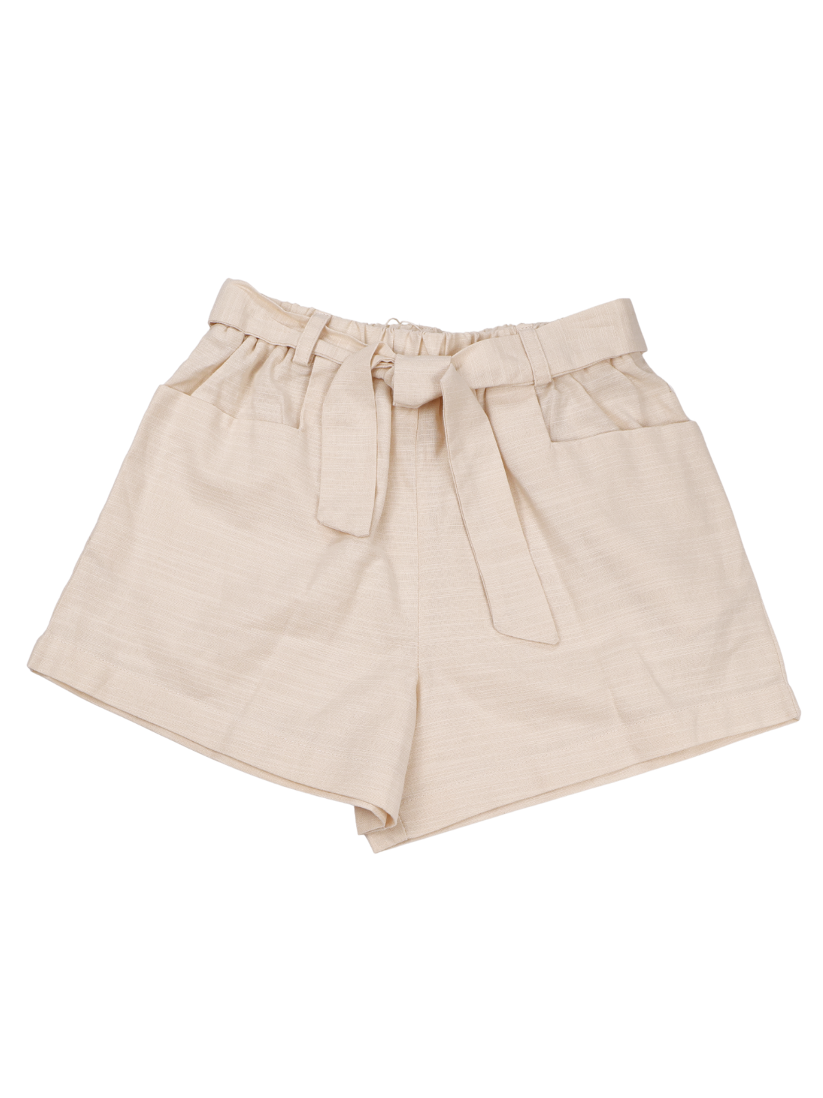 Copper Key Girls Beige Paperbag Waist Shorts Size M Linen Look