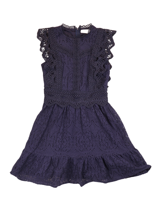 Alter’d State Navy Lace Eyelet Mini Dress XS Romantic Boho Dress