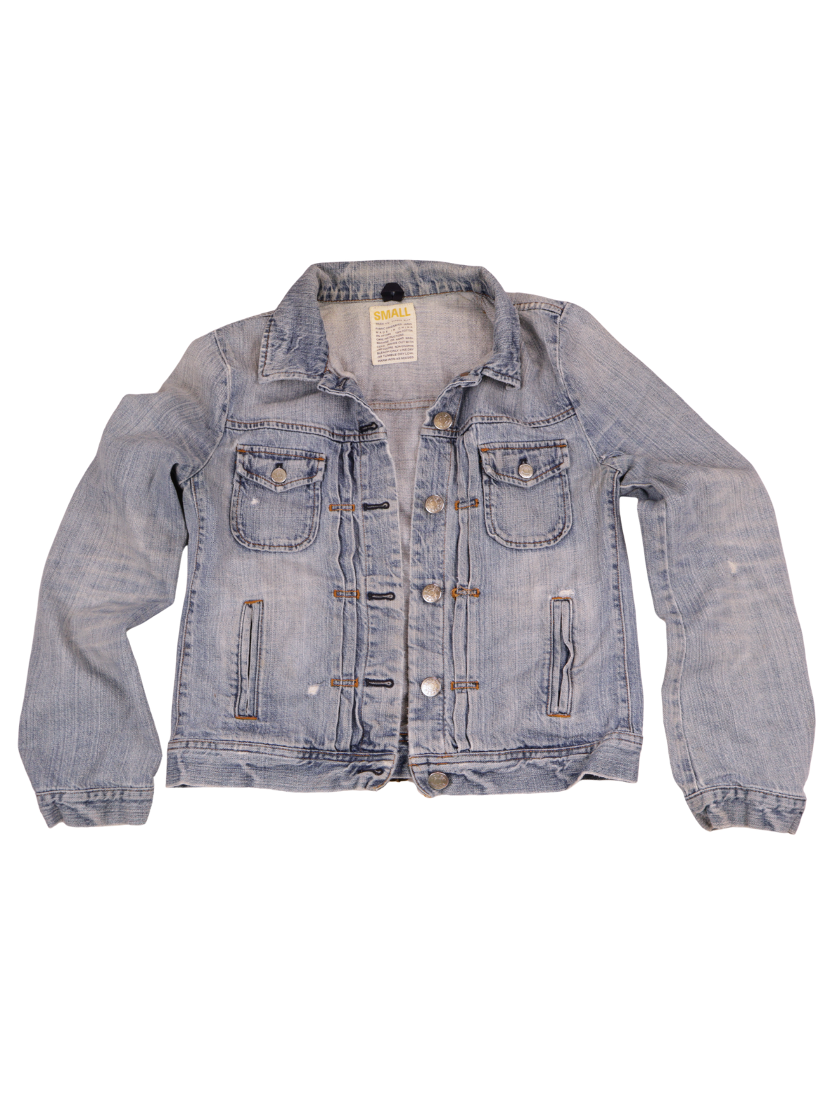 J. Crew Light Wash Denim Jacket Small Distressed Button Front Cropped Jean Jacket