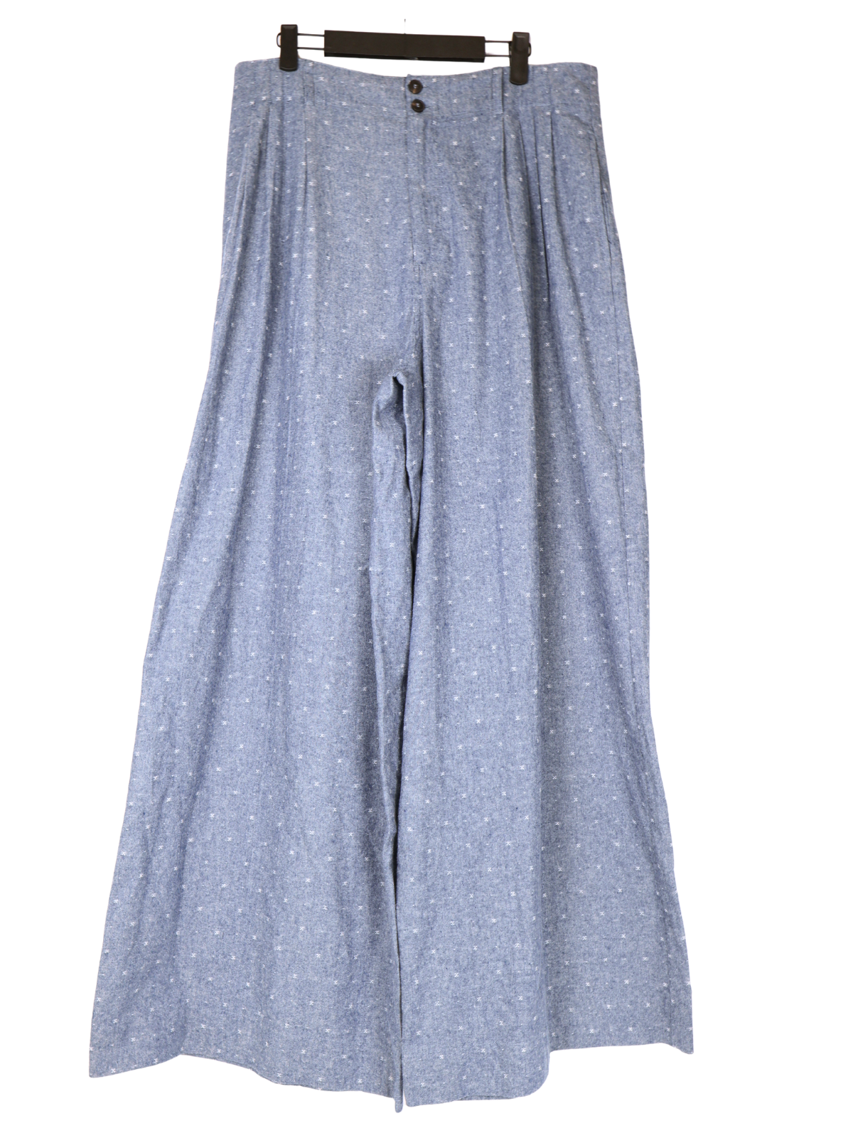 CeCe Blue Wide Leg Pants Size 12 High Rise Pleated Chambray Look
