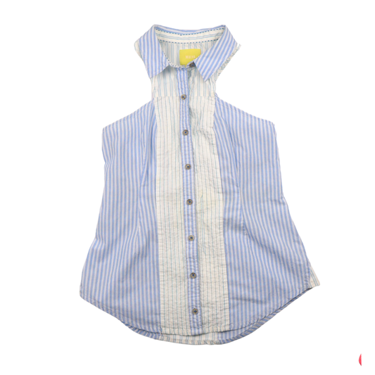 Maeve Striped Button Front Blouse Size 2 | Blue White Statement Top
