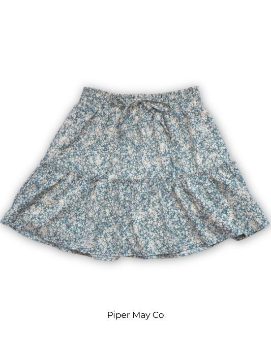 Pepper Crane Floral Mini Skirt – Effortless Neutral | Size Small