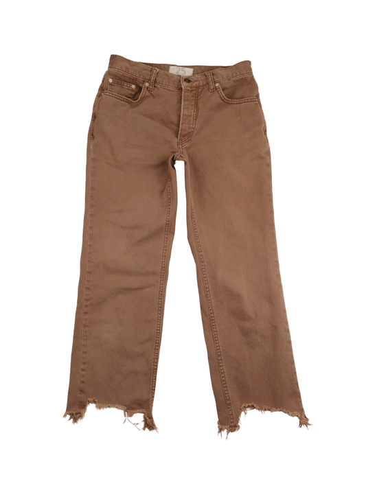 Free People We The Free Maggie Straight Leg Jeans – Brown Frayed Hem | Size 25