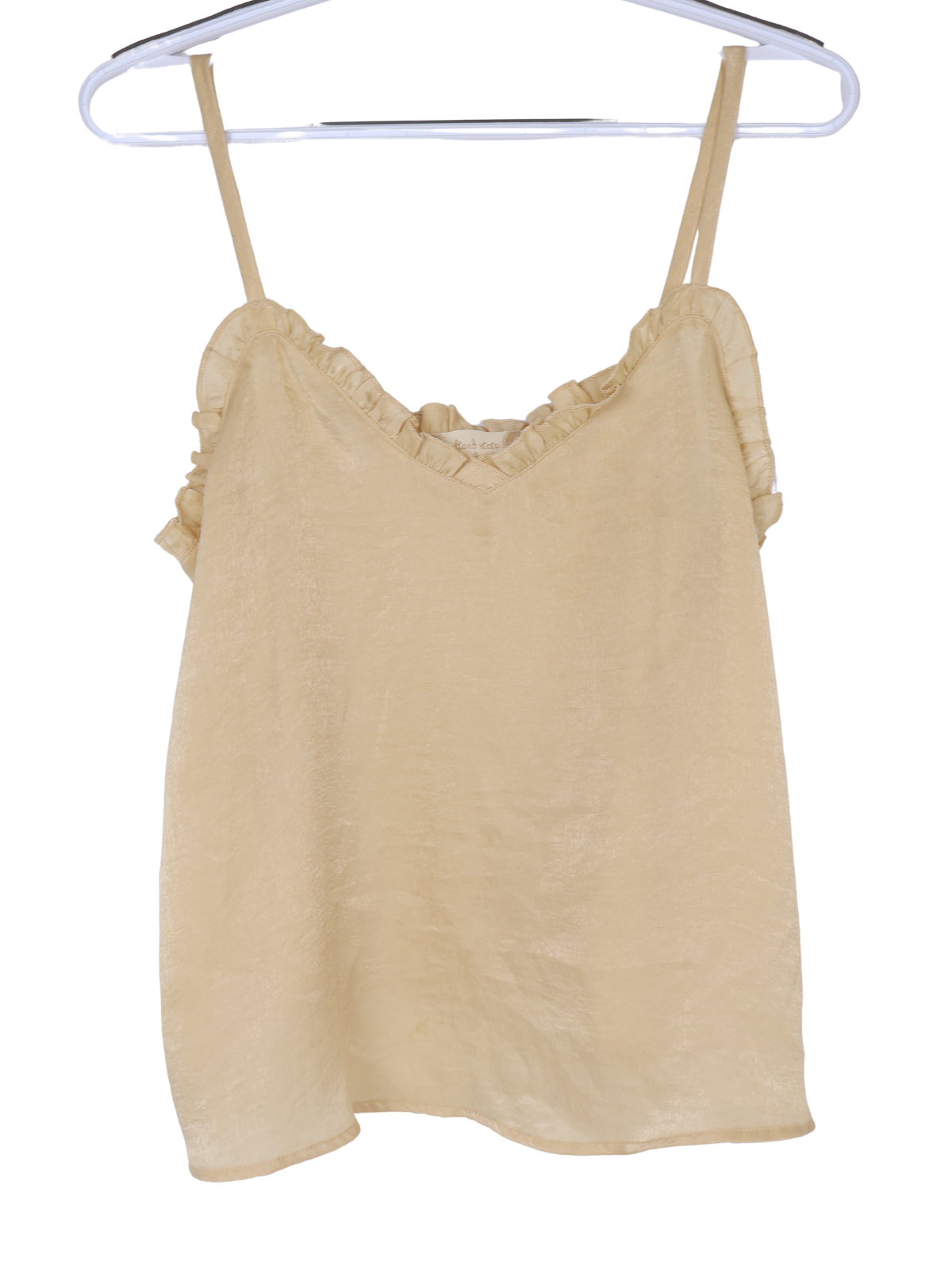 Altar'd State Cream Satin Ruffle Camisole Small V Neck Romantic Tank