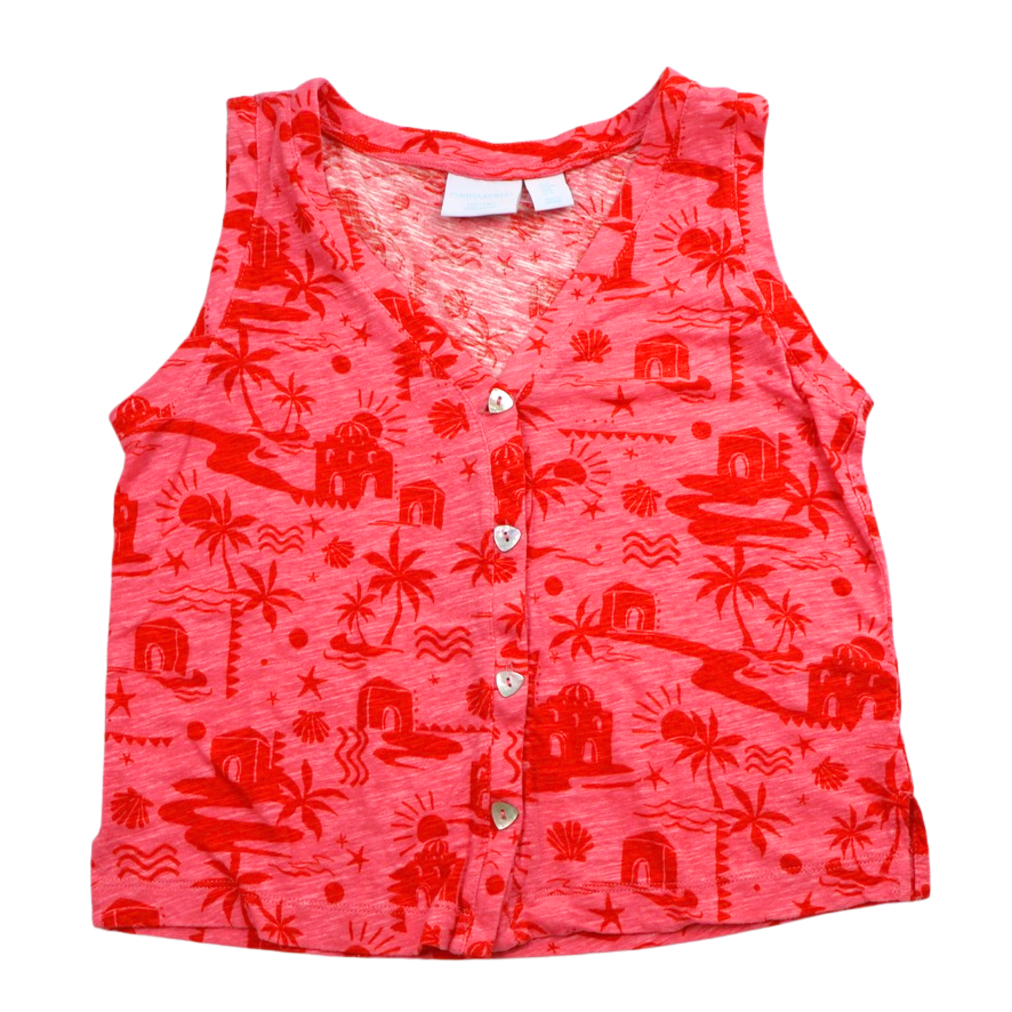 Cynthia Rowley Pink & Red Tropical Print Tank Top Size Medium