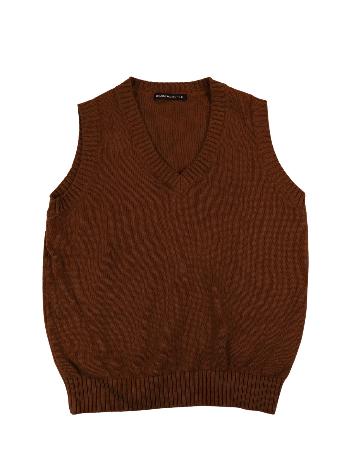 Brandy Melville Brown Cotton Sweater Vest One Size