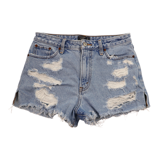 Abercrombie & Fitch High Rise Distressed Denim Shorts Size 27 / 4 | Raw Hem Festival Cutoffs