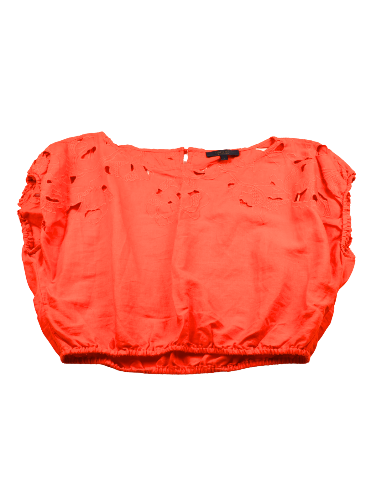 Rachel Roy Tangerine Embroidered Crop Blouse | Button Front | Size Large