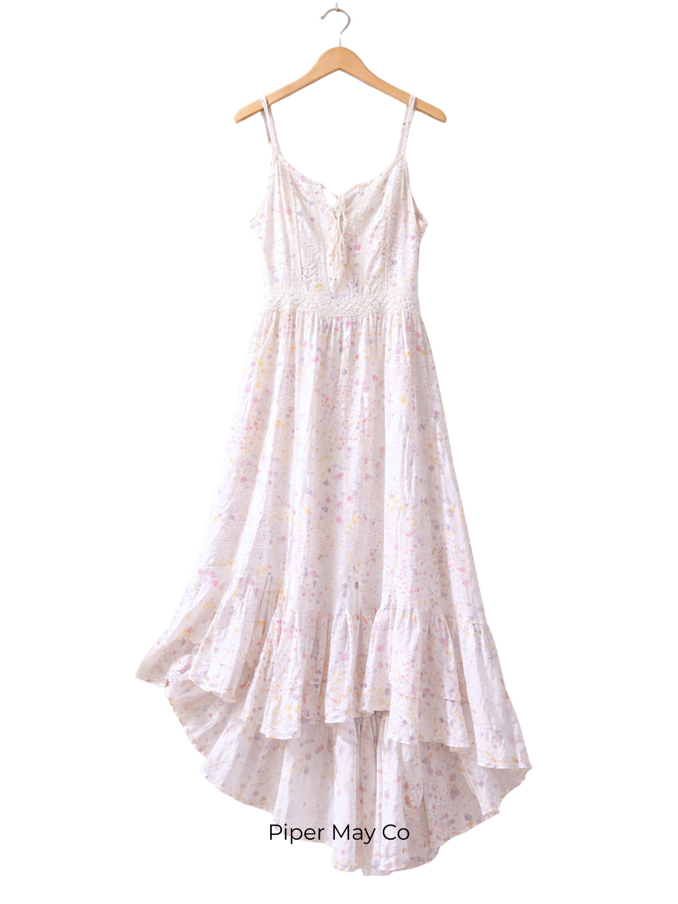 Japna Floral Maxi Dress – Pastel Print Flowy Summer Dress Size Large