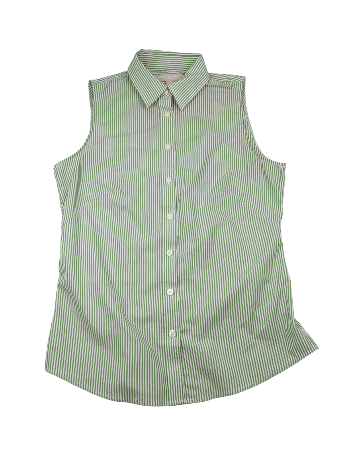 Banana Republic Green Stripe Sleeveless Button Front Blouse Size 8