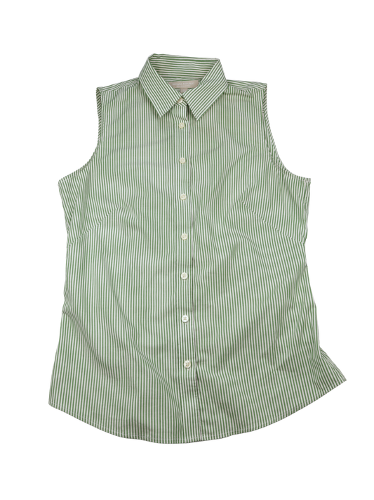Banana Republic Green Stripe Sleeveless Button Front Blouse Size 8