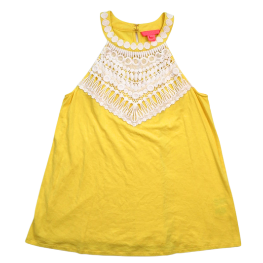Lilly Pulitzer Lace Detail Tank – Yellow Statement Top | Size XS