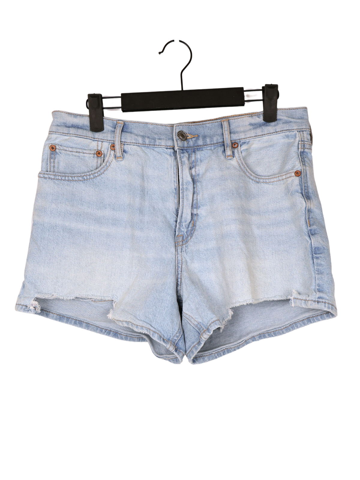 American Eagle Light Wash Denim Shorts Size 6 High Rise Distressed Cutoff