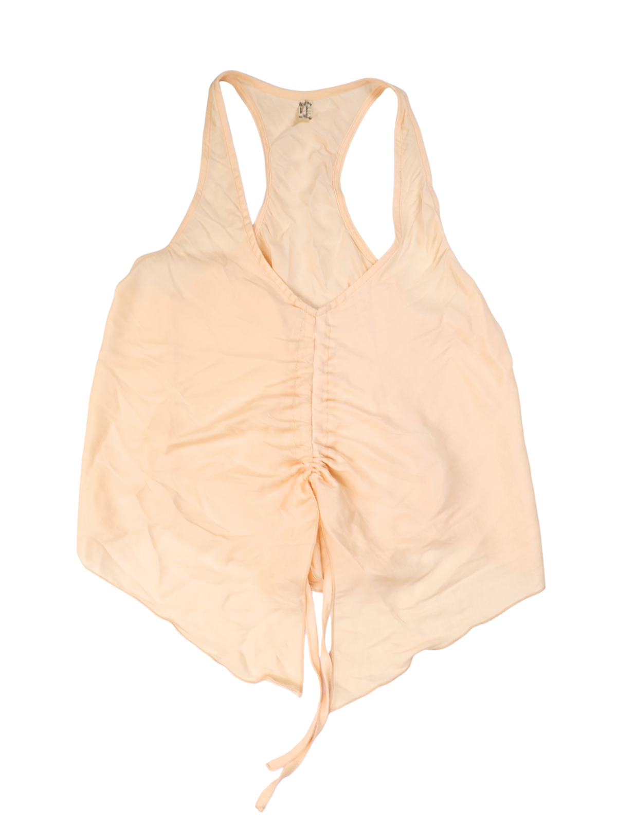 Free People Silky Peach Racerback Tank Top Size Small Ruched Flowy Boho Cami