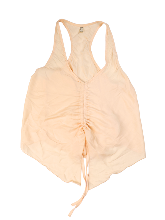 Free People Silky Peach Racerback Tank Top Size Small Ruched Flowy Boho Cami