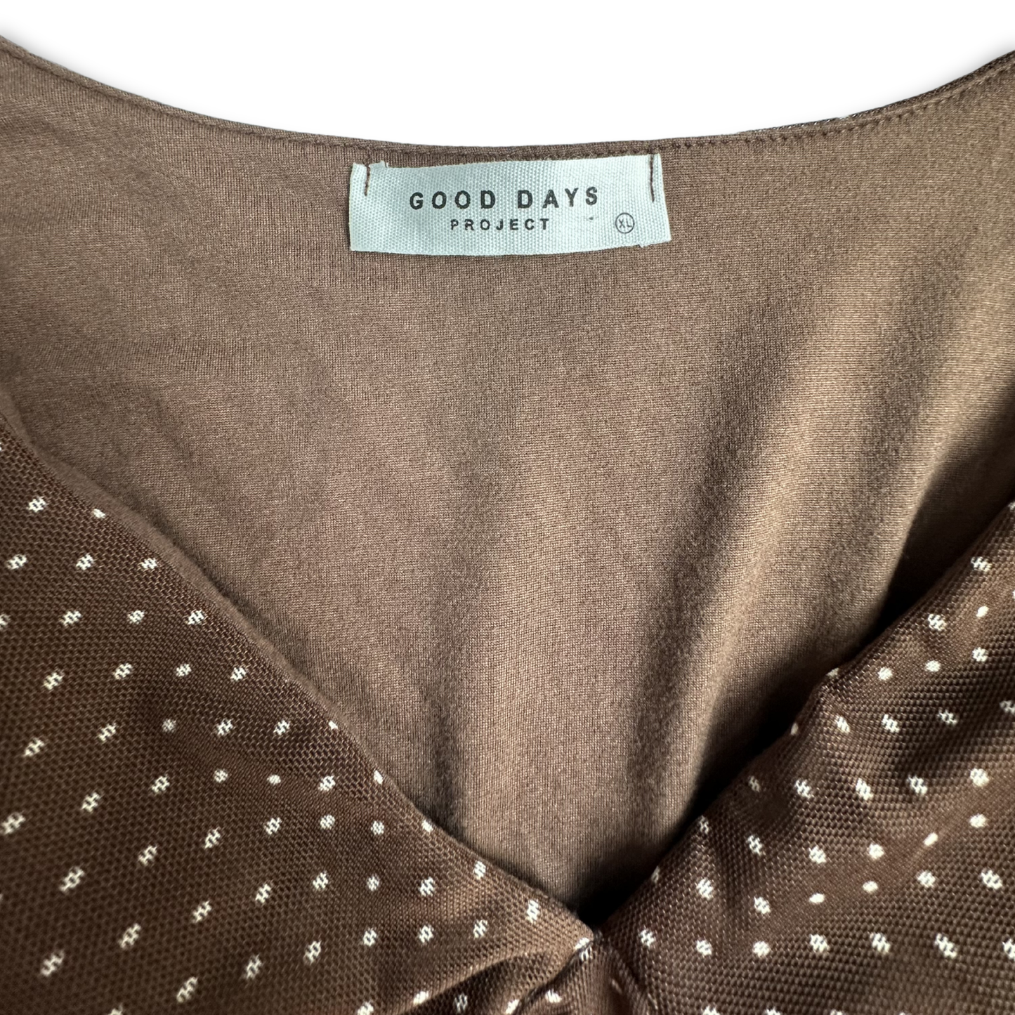 Good Days Project Brown Polka Dot Sheer Blouse – Size XL