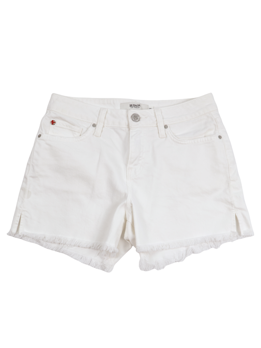 HUDSON White Denim Shorts High Rise Frayed Hem Premium Jeans Size 26
