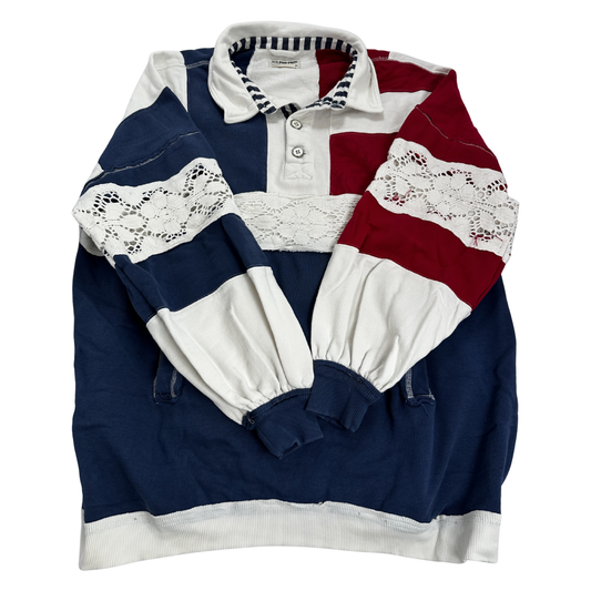 We the Free Oversized Colorblock Lace Rugby Polo – Size Medium